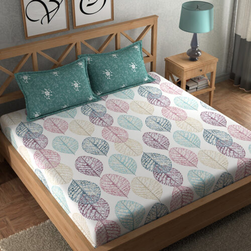 Vibrant Leaf Silhouette Floral Microfiber Bedsheet