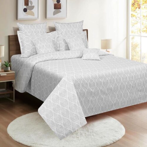 Vrita Cotton Bedsheet (Grey) - 200 TC