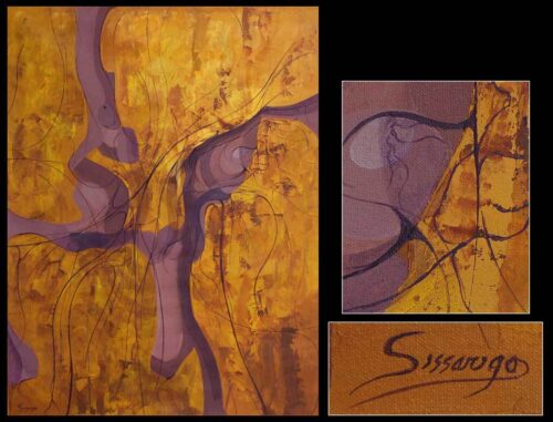 Acrylic on canvas Spectrum in Violet Abstract Painting, 'Spectrum in Violet'