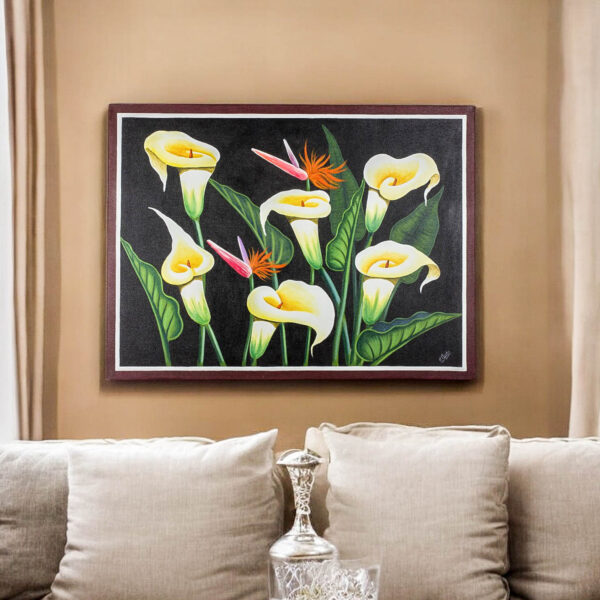 Floral Painting of Calla Lilies and Birds of Paradise Signed, 'Calla Lilies' Floral Painting of Calla Lilies and Birds of Paradise Signed, 'Calla Lilies'