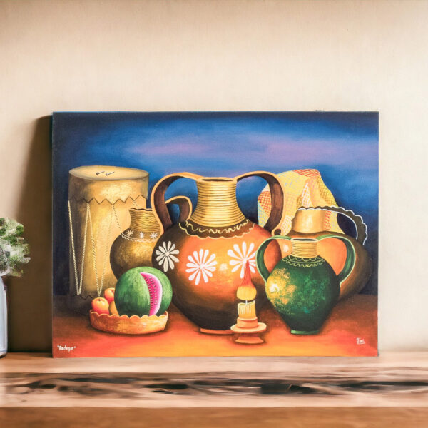 Guatemalan Still Life Painting in Oils of Folk Art Objects, 'Still Life' Guatemalan Still Life Painting in Oils of Folk Art Objects, 'Still Life'