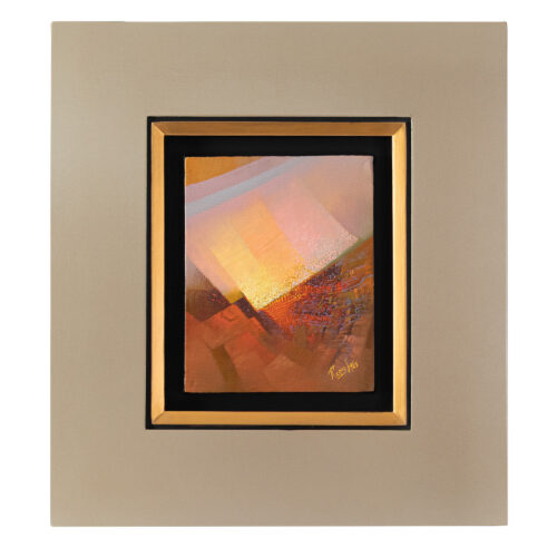 Landscape-Inspired Modern Abstract Framed Oil Painting, 'Andean Sunrise' Landscape-Inspired Modern Abstract Framed Oil Painting, 'Andean Sunrise'