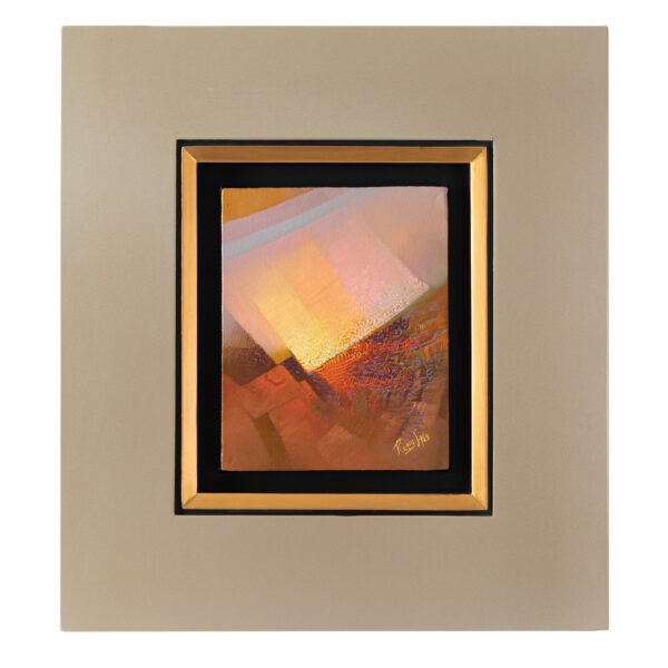 Landscape-Inspired Modern Abstract Framed Oil Painting, 'Andean Sunrise'