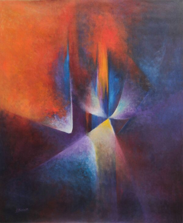 Modern Abstract Peruvian Oil on Canvas Painting, 'Fiesta of Colors in the Cosmos' Modern Abstract Peruvian Oil on Canvas Painting, 'Fiesta of Colors in the Cosmos'