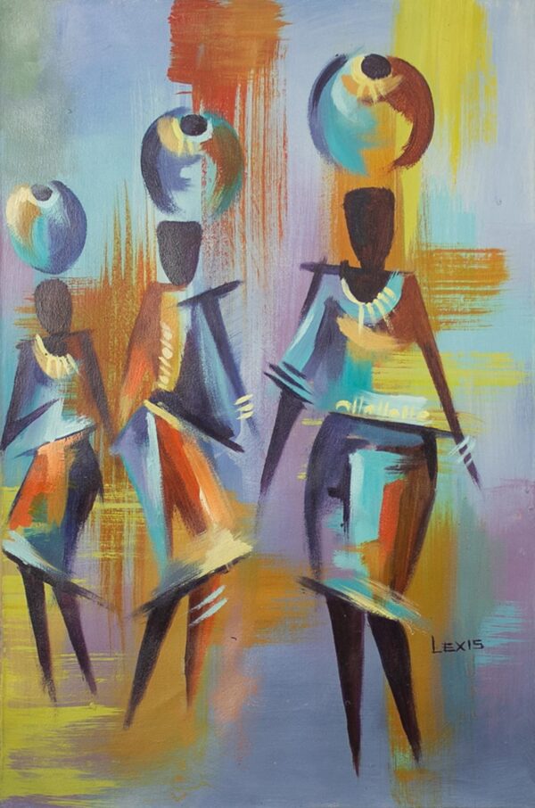 Multicolored Modern Acrylic Painting from Ghana, 'Doh, Ray, Me'