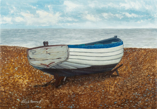 Oil on Canvas Realistic Seascapes Painting from Peru, 'Boat II' Oil on Canvas Realistic Seascapes Painting from Peru, 'Boat II'
