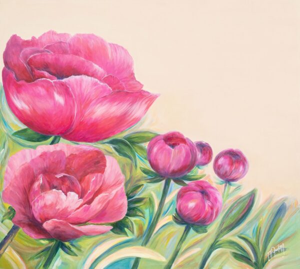 Original Acrylic Painting of Flowers, 'Ephemeral Gaze'