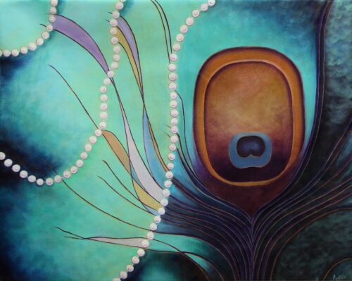 Original Signed Painting in Oils on Canvas from India, 'Heavenly Beauty'