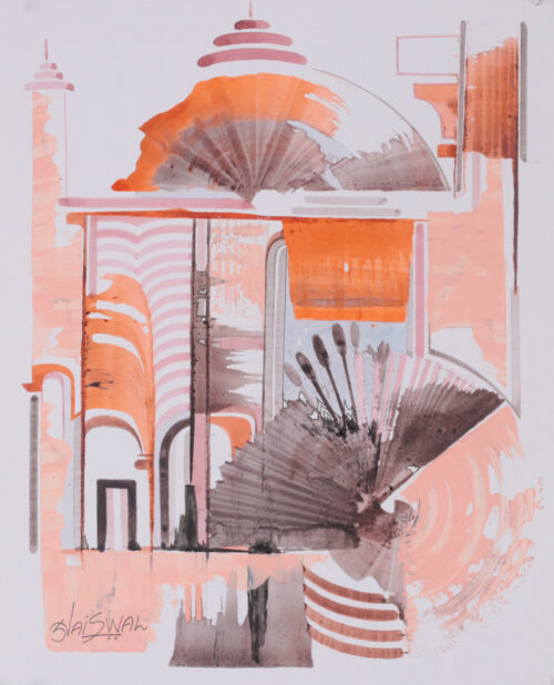 Signed Abstract Spiritual-Inspired Acrylic on Paper Painting, 'Whispers of the Sacred'