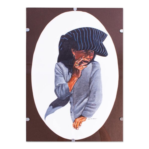 Signed and Mounted Portrait of a Purepecha Woman from Mexico, 'Woman in a Grey Sweater'