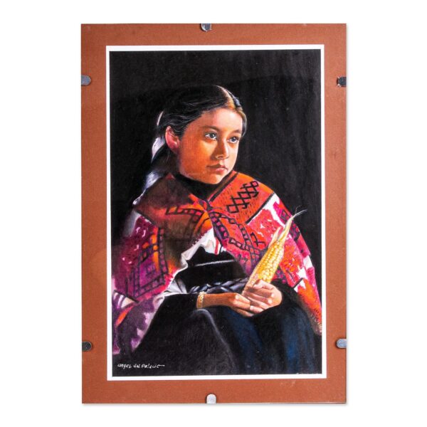 Signed and Mounted Portrait of a Tenejapa Girl from Mexico, 'Girl of the Corn'