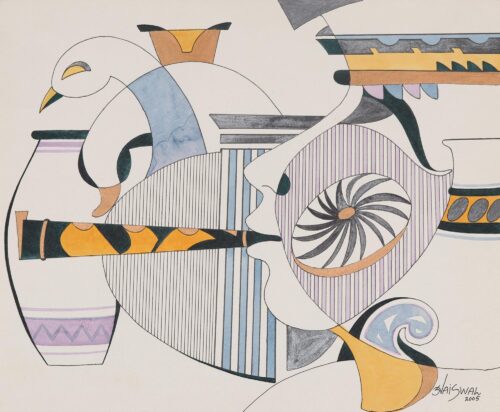 Signed Cubist Painting by an Indian Artist, 'Melody'