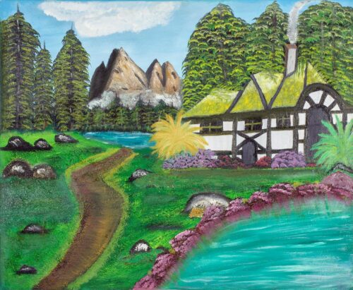 Signed Naif Landscape Painting from Costa Rica, 'Country Life'