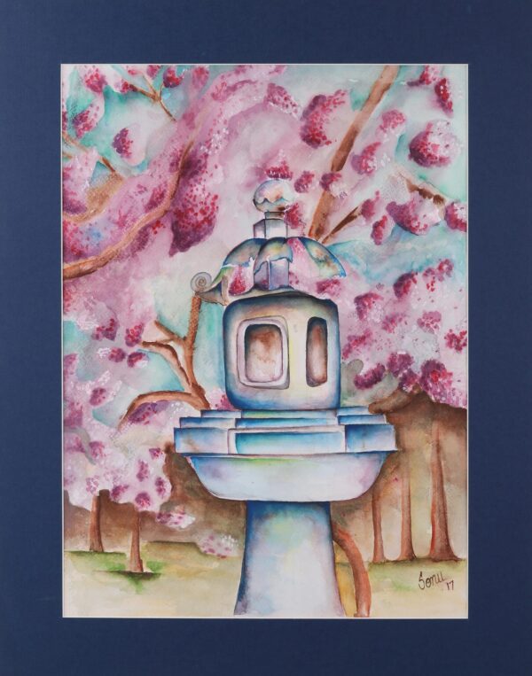 Signed Realist Painting of a Zen Garden from India, 'Zen Garden'