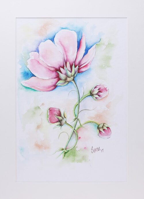 Signed Realist Poppy Flower Painting from India, 'Poppy Charm' Signed Realist Poppy Flower Painting from India, 'Poppy Charm'